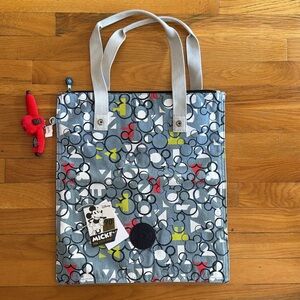 Kipling 90th Anniversary Disney Mickey Mouse Gray and Red Tote Bag NWT
